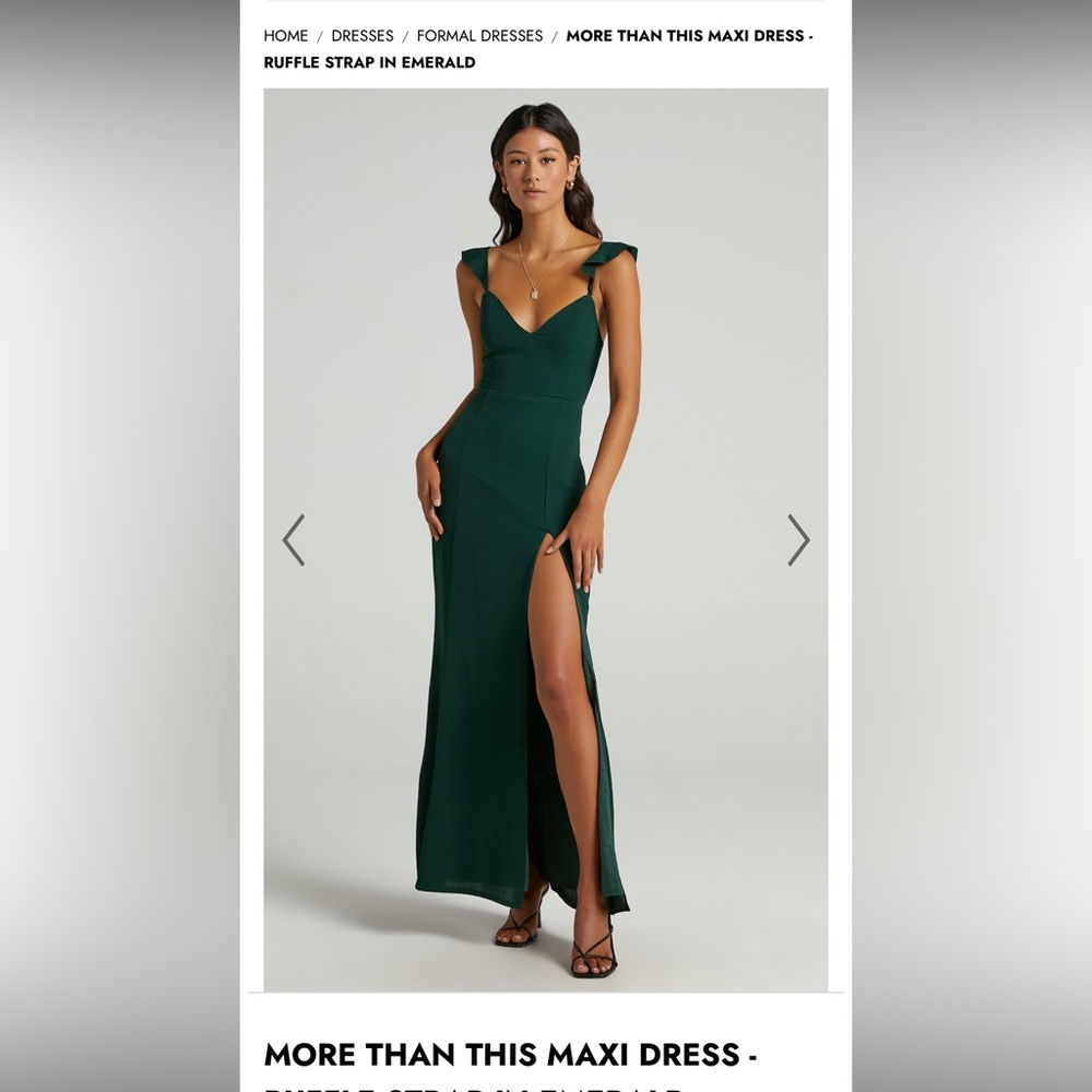 MORE THAN THIS MAXI DRESS - RUFFLE STRAP IN EMERALD
SHOWPO - Size 2